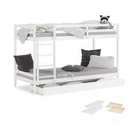 Lit blanc superposé avec matelas et tiroir 90x200