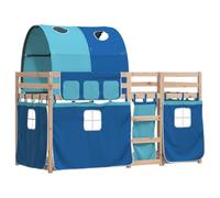 Lit superposé avec rideaux bleu 90x190 cm pin massif