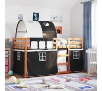 vidaXL Lit superposé avec rideaux blanc/noir 90x190 cm bois pin massif