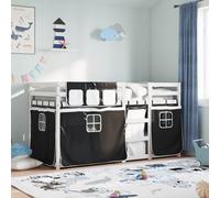 vidaXL Lit superposé avec rideaux – Bois pin massif 80x200 cm Blanc/Noir
