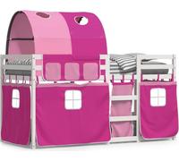 Lit superposé avec rideaux Rosa 90x200 cm pin massif