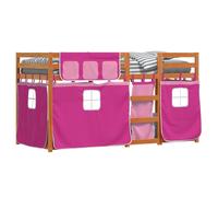 Lit superposé avec rideaux rose 90x190 cm pin massif
