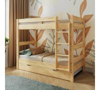 Lit Superposé Avec Sommier Gigogne Bois Massif Aaron Bois Naturel 90X190
