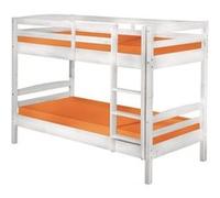 Lit superposé avec sommiers blanc en pin massif - L210 x P102 x H148 cm -PEGANE- Blanc G