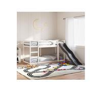 vidaXL Lit superposé avec toboggan/échelle blanc 90x190 cm pin massif