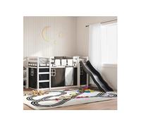 Lit Superposé avec Toboggan et Rideaux Lit Supérieur Enfant Chambre vidaXL