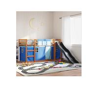 Vidaxl Lit Superposé Avec Toboggan Et Rideaux Bleu 90x200 Cm Multicolore