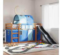 Lit Superposé avec Toboggan et Rideaux Lit Supérieur Enfant Chambre vidaXL