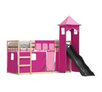 Lit superposé avec toboggan et rideaux Rosa 80x200 cm