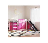 Lit superposé avec toboggan et rideaux rose 90x190 cm, lit, cadre de lit, lit superposé bas, meuble de chambre à 3284130