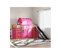 Vidaxl Lit Superposé Avec Toboggan Et Rideaux Rose 90x200 Cm Multicolore
