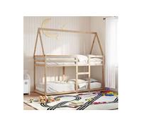 Vidaxl Lit Superposé Avec Toit 80x200 Cm Bois De Pin Massif Marron