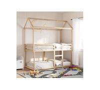 Vidaxl Lit Superposé Avec Toit 80x200 Cm Bois De Pin Massif Marron