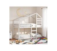 vidaXL Lit superposé avec toit blanc 80x200 cm bois massif de pin, lit, cadre de lit, lit mezzanine, meuble de chambre, 3281959 Blanc
