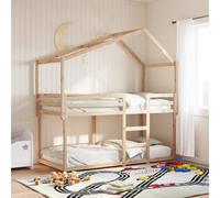 vidaXL Lit superposé avec toit 90x200 cm bois de pin massif, lit, cadre de lit, lit mezzanine, meuble de chambre, sommier, 3282039 Beige G