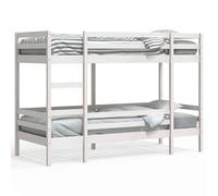 Lit superposé blanc 75 x 190 cm en pin massif - Lit enfant et adolescent pour petits espaces, durable et stable - Meuble de couchage peu encombrant pour frères et sœurs ou invités