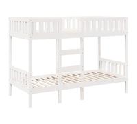 Lit superposé, blanc, 90 x 200 cm, en pin massif, pour enfants et adolescents, pour petits espaces, durable et élégant, solution peu encombrante pour frères et sœurs