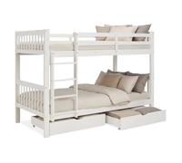 Homestyle4u, Lit superposé, pour 2 enfants, 90 x 200 cm, avec escalier et tiroir de lit, blanc, lit superposé, transformable, 2 lits d'enfant
