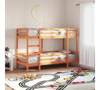 Lit superposé bois pin massif 75x190 cm sans matelas cire marron, lits jumeaux empilés pour chambre d'enfants et adolescents, design sécurisé avec garde-corps et échelle, meuble espace limité