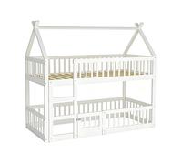 Lit superposé cabane en bois avec échelle "Laith" - 90 x 190 cm - Blanc