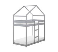 Lit Superposé en Bois de Pin 90 x 200 cm en Forme de Maison Echelle Chambres Enf