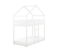 Lit Superposé en Bois de Pin 90 x 200 cm en Forme de Maison Echelle Chambres Enf