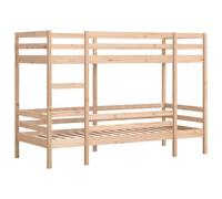 Lit superposé en bois de pin massif vidaXL, 80x200 cm, Mezzanine, Rustique, Naturel, avec Échelle pratique et Garde-corps, pour Enfants