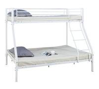 Lit superposé en métal ""Leo"" Sommiers inclus - 90/140 x 190 cm - Blanc