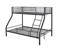 Lit superposé en métal Leo Sommiers inclus - 90/140 x 190 cm - Noir