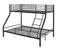 Lit superposé en métal Leo Sommiers inclus - 90/140 x 190 cm - Noir