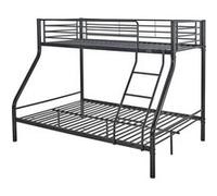 Lit superposé en métal "Leo" Sommiers inclus - 90/140 x 190 cm - Noir