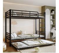 Lit superposé en métal - Noir - 90x200 cm - Lit gigogne - Style industriel - 2 places