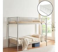 Lit superposé en métal 'Soppsar' avec 2 matelas 200x90 cm argenté