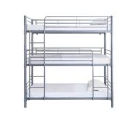 Lit superposé en métal triple ""HAVIN"" - 90 x 190 cm - Gris