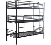 Habitat et Jardin Lit superposé en métal Triple Havin - 90 x 190 cm - Noir