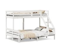 Lit superposé en pin blanc, 80 x 200/140 x 200 cm, lit double en bois massif, pour enfants et adolescents, peu encombrant et stable, idéal pour les petits espaces