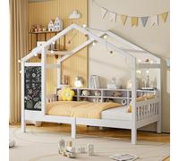 Lit superposé Enfant 140x200 cm, lit mezzanine 2 places avec Escalier de Rangement, Lits cabane enfants 140x200, lit Enfant 2 Places avec barriere et sommier,sans Matelas,Bois Massif (A2-90x200cm)
