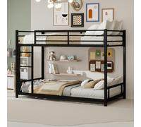 Lit superposé enfant 90 x 190 cm,lit superposé 2 places,lit mezzanine 2 places,lit enfant superposé,lit double enfant,lit enfant avec barriere,structure métallique robuste et stable (Noir,90*190 cm)