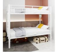 Lit Superposé Enfant 90 x 200 cm, Lit 2 Personnes Structure Métallique avec Échelles et Garde-Corps, Convertible en 2 Lits, Blanc