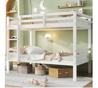 Lit superposé enfant 90x200 - Séparables - Échelle inclinée - Protection antichute - Bois blanc