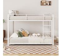 Lit superposé enfant blanc 140×200 cm, sommier inclus, structure solide et stable, montage nécessaire