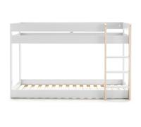 Lit superposé enfant en bois coloris blanc ciré, couchage 90 x 190 cm - Longueur 197 x Profondeur 107 x Hauteur 131 cm - -