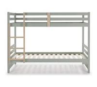 Lit superposé enfant en pin ciré et MDF coloris vert d'eau, blanc ciré - Longueur 205 x Profondeur 97,50 x Hauteur 155 cm-PEGANE- Blanc