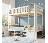 Lit superposé enfant - GENERIQUE - 90x200 avec bureau - Table rabattable hydraulique - Rangement intégré - Certifié EN 747