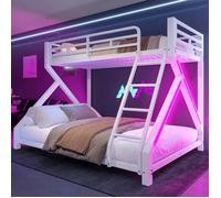 Lit superposé enfant - LEMONBEST - 90x200/140x200 - LED intégrée - Structure métal renforcé - Sommier à lattes