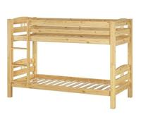 Lit superposé enfant pin massif naturel 90x200 y compris sommier à lattes en bois 60.10-09
