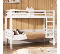 Lit Superposé Enfant - REDOM - 90x200cm - Bois Blanc - Convertible en 2 Lits Simples - Échelle d'Angle