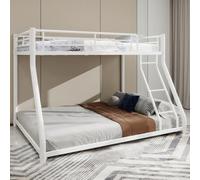 Lit superposé enfant simple 90x190 et 140x190,lit mezzanine 2 places lit superposé 2 places,cadre de lit superposé robuste,avec échelle et garde-corps sur toute la longueur, pour adolescents (Blanc)