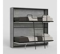 Lit superposé escamotable avec matelas gris 85x185cm Kando 2MCM