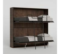Lit superposé escamotable horizontal 85x185cm en bois de noyer Kando 2NC